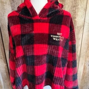 Red & Black Plaid Hooded Teddy Jacket